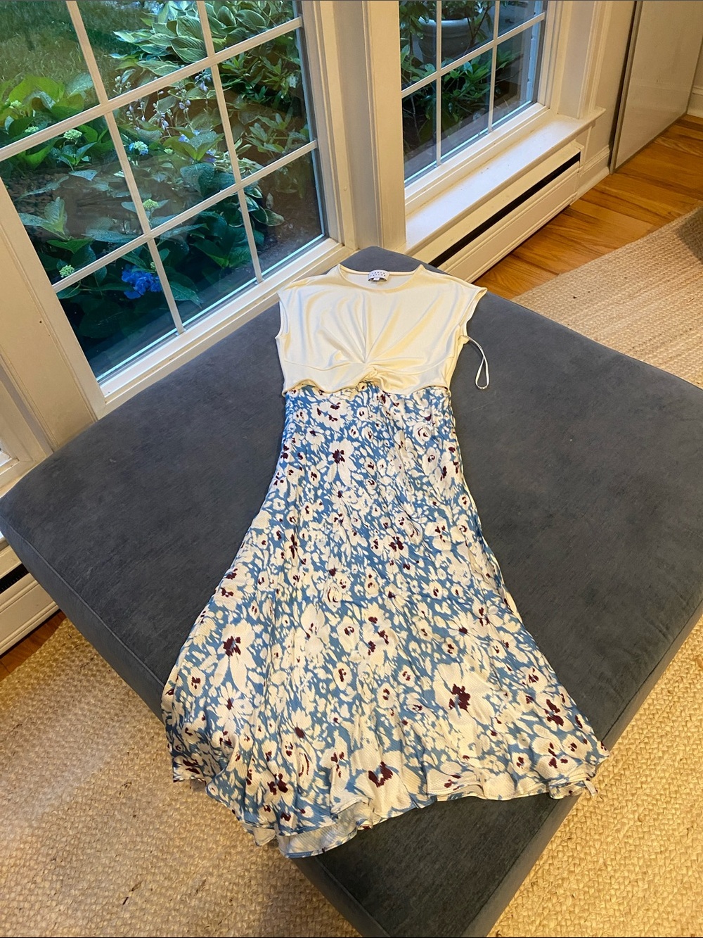 Tanya Taylor White & Blue Floral Midi Dress